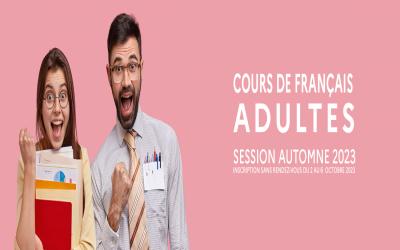 Cours de français - Inscriptions - Automne 2023 - Adultes